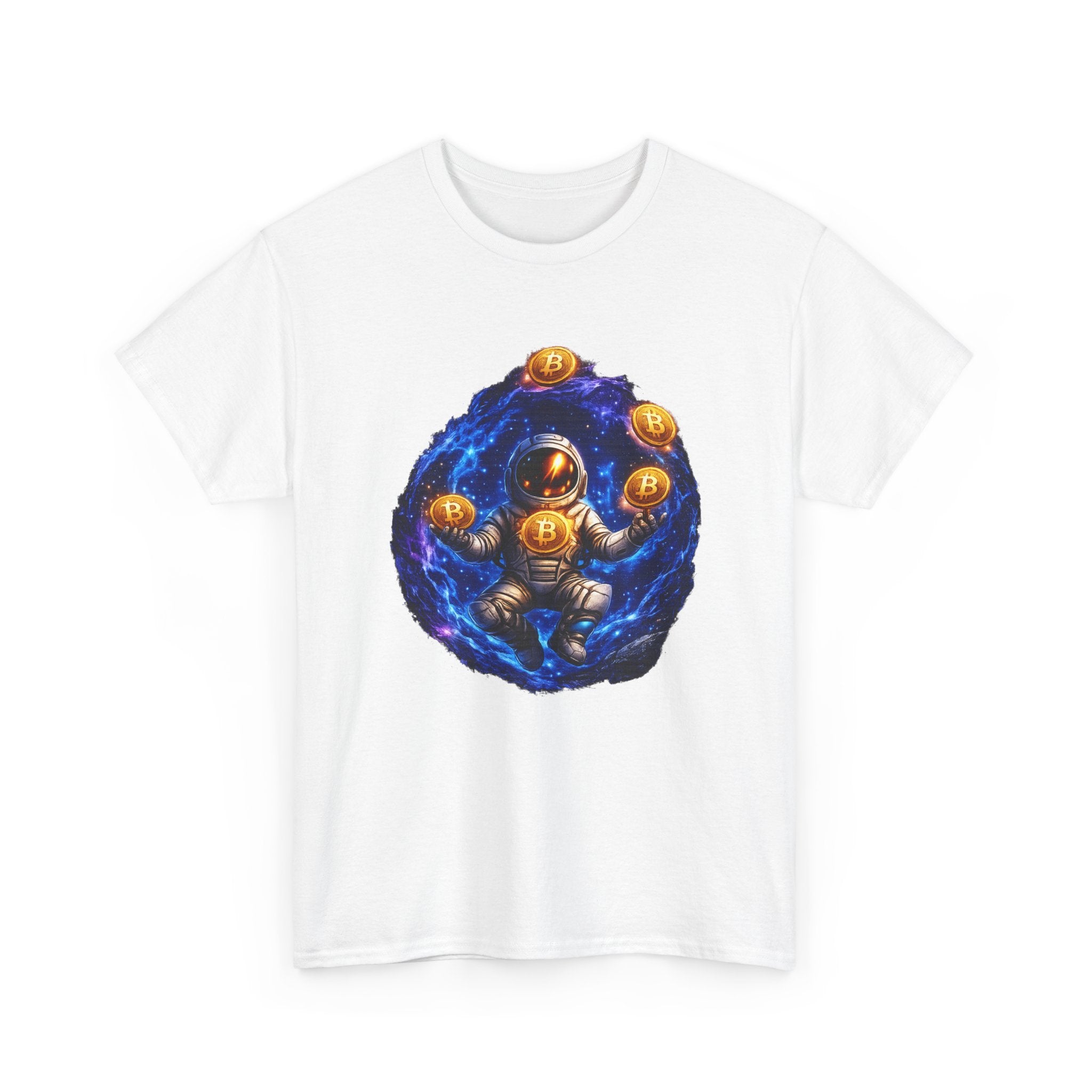 Astronaut Juggling Bitcoin T-Shirt – Crypto Space Graphic Tee