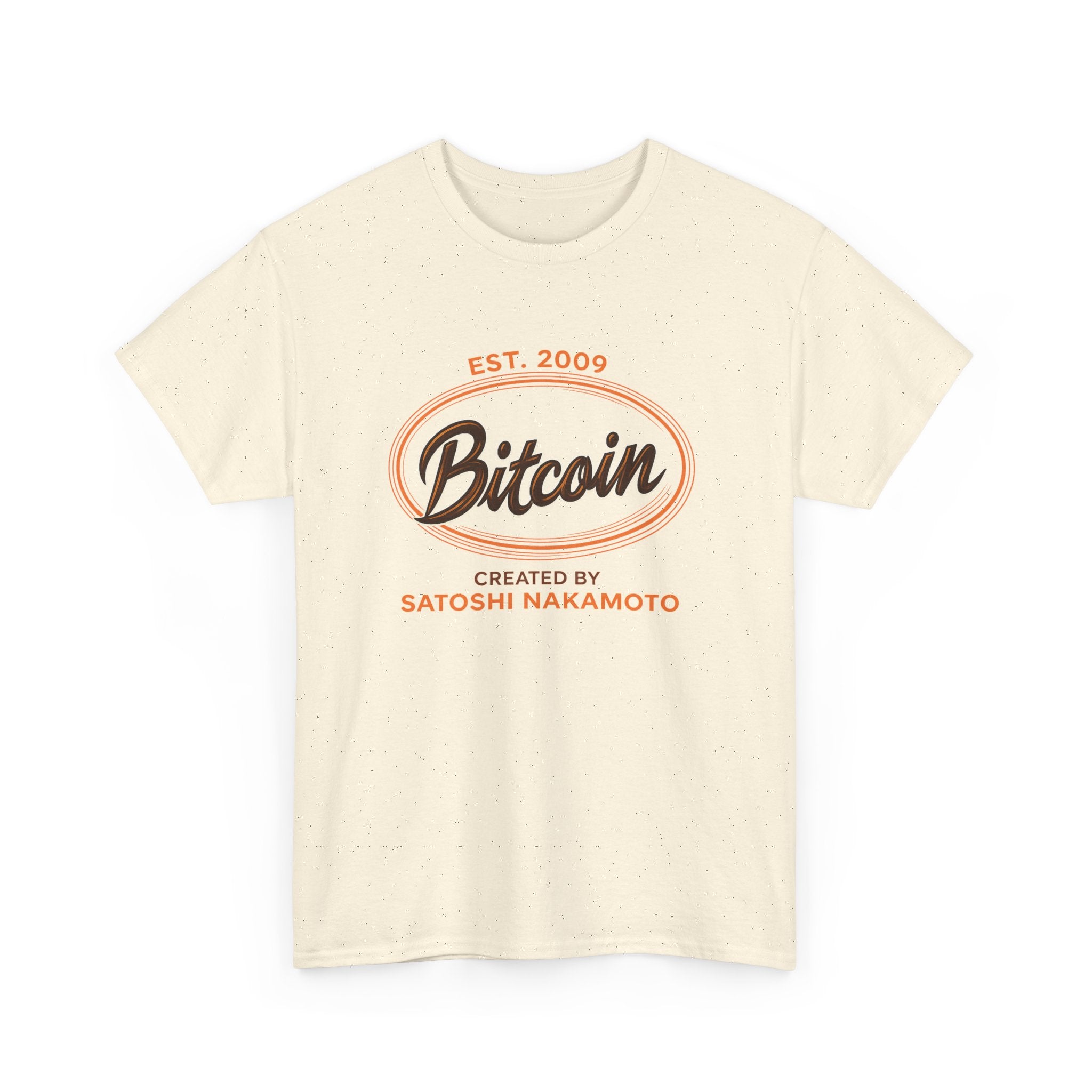 Bitcoin Retro Logo T-Shirt — "Bitcoin: Created by Satoshi Nakamoto"