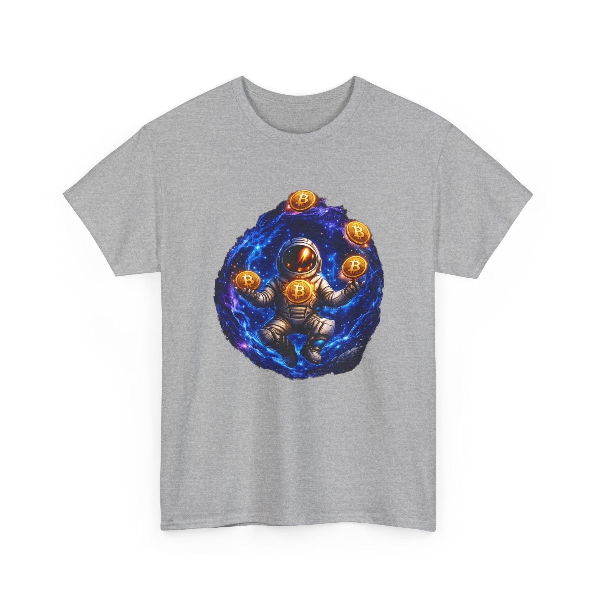 Astronaut Juggling Bitcoin T-Shirt – Crypto Space Graphic Tee