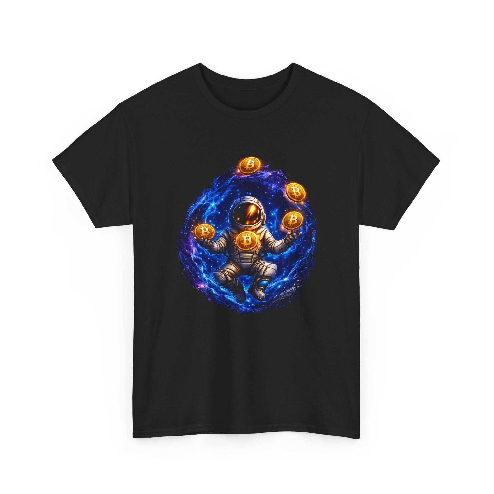 Astronaut Juggling Bitcoin T-Shirt – Crypto Space Graphic Tee