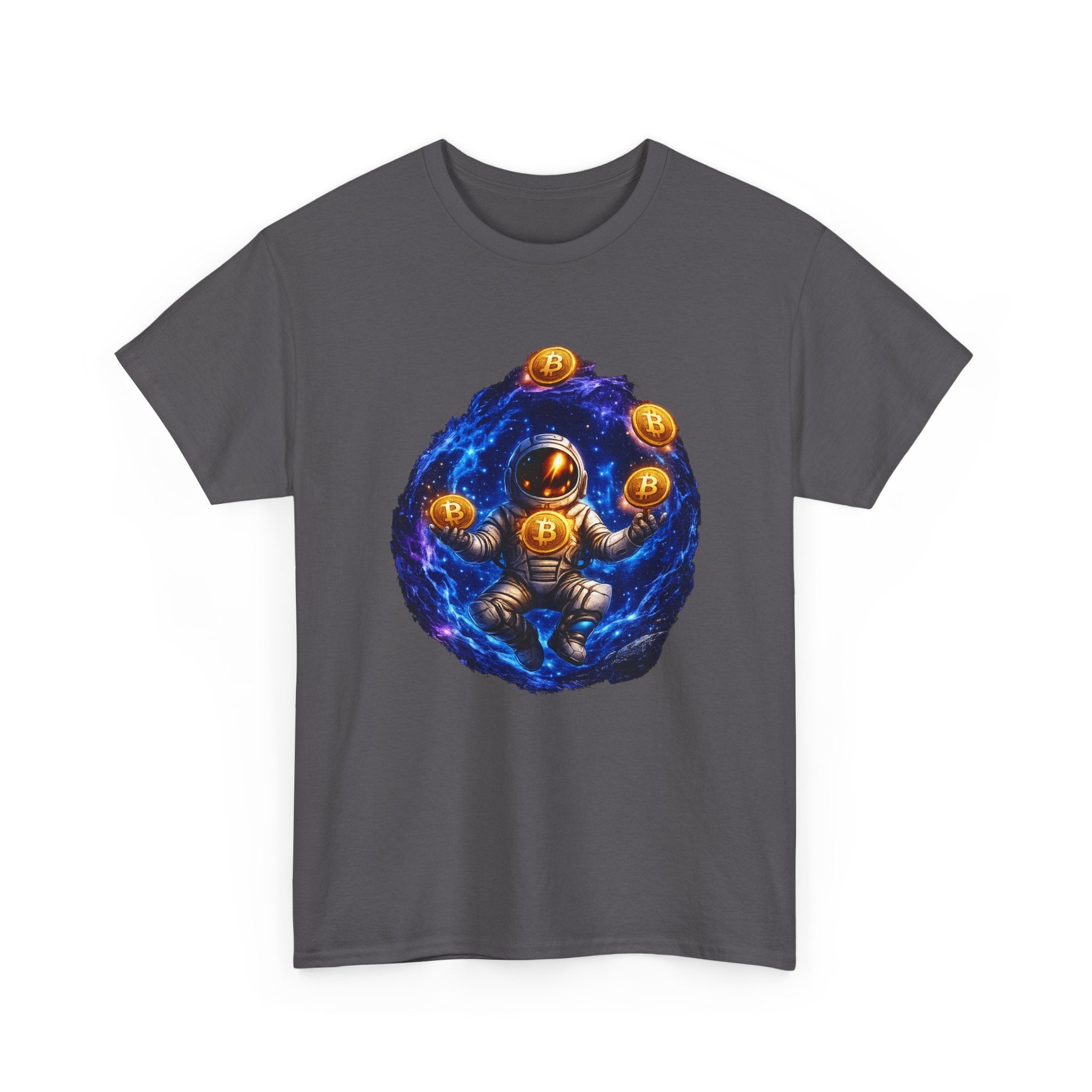 Astronaut Juggling Bitcoin T-Shirt – Crypto Space Graphic Tee